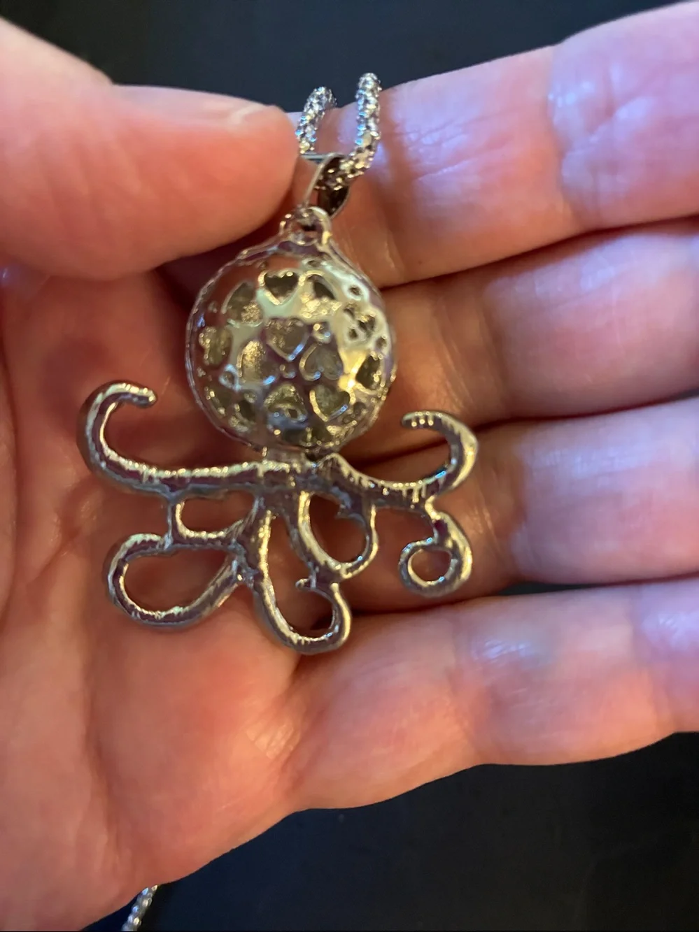 Blue Crystal Octopus Pendant Necklace-movable piece. Head turns left and right.